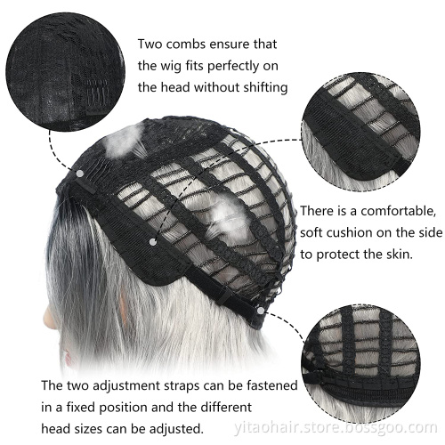 Wholesale  Ombre Silver Gray Wigs for Women Synthetic Black  Brown Green Long Wavy Wigs Natural Looking Wigs For Daily Party